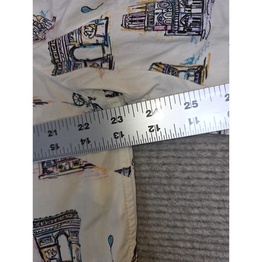 Talbots Womens White Paris Arch Eiffel Tower Notre-Dame Shirt XL Button Down